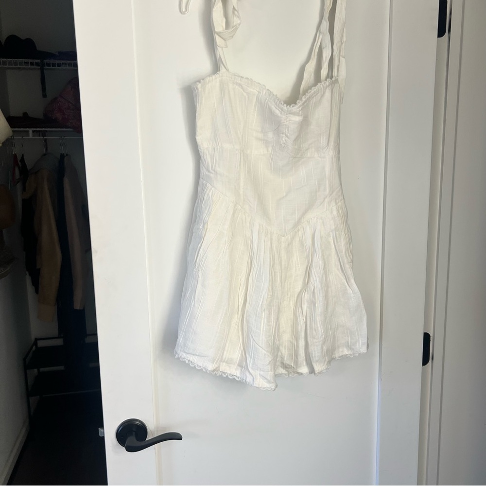 NWT SHOWMEYOURMUMU ROMPER White Tie-Shoulder Cotton Romper